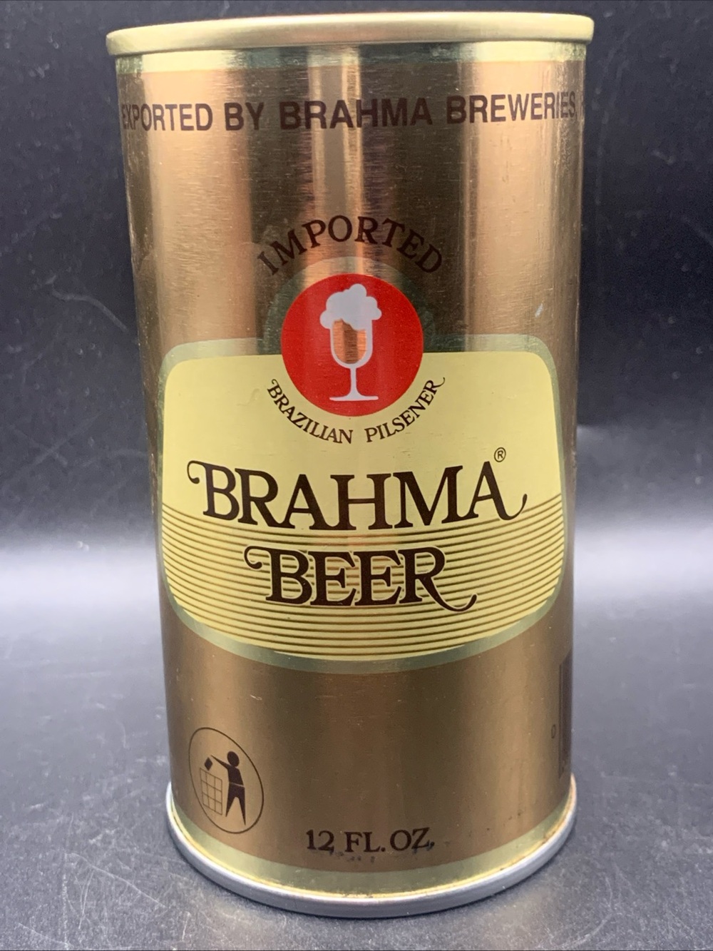 Vintage Beer Can Brahma Beer Imported Brazilian Pilsner Pull Tab Empty Steel
